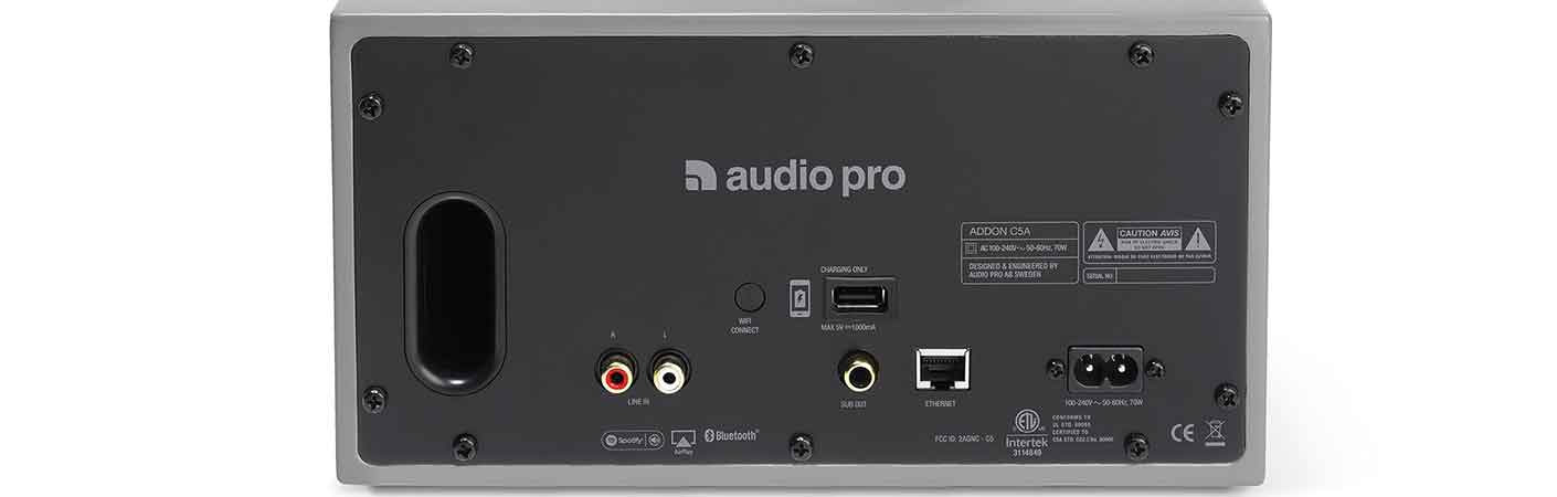 Audio Pro Addon C5A - Enceinte connectée sans fil WiFi, Bluetooth avec commande vocale - connexions