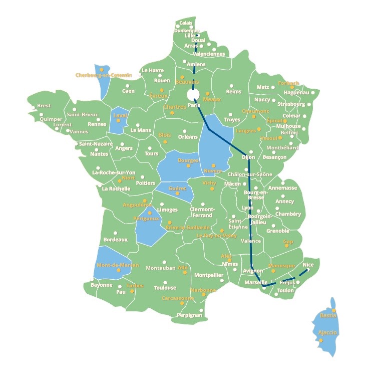 Carte du déploiement du DAB+ en France en 2023