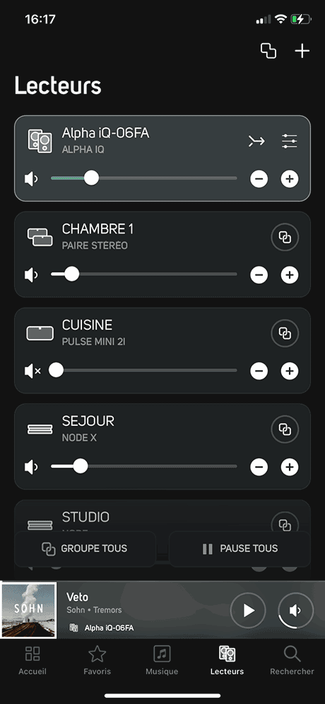 Multiroom BluOS : écouter des musiques indépendamment sur chaque lecteur
