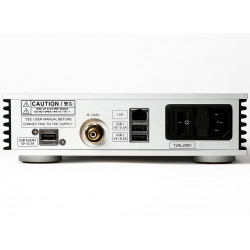Aurender N100C - connectiques USB pour stockage externe et sorties audio numérique USB et coaxiale RCA SPDIF