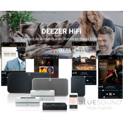 Deezer HiFi compatible Audio Pro, Bang & Olufsen, Bluesound, Devialet, Denon, Marantz, Sonos, Yamaha, etc ou par diffusion AirPl