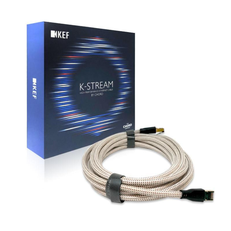 KEF K-Stream Blanc / Gold - câble inter-enceinte haute performance par Chord Compagny - câble réseau RJ45