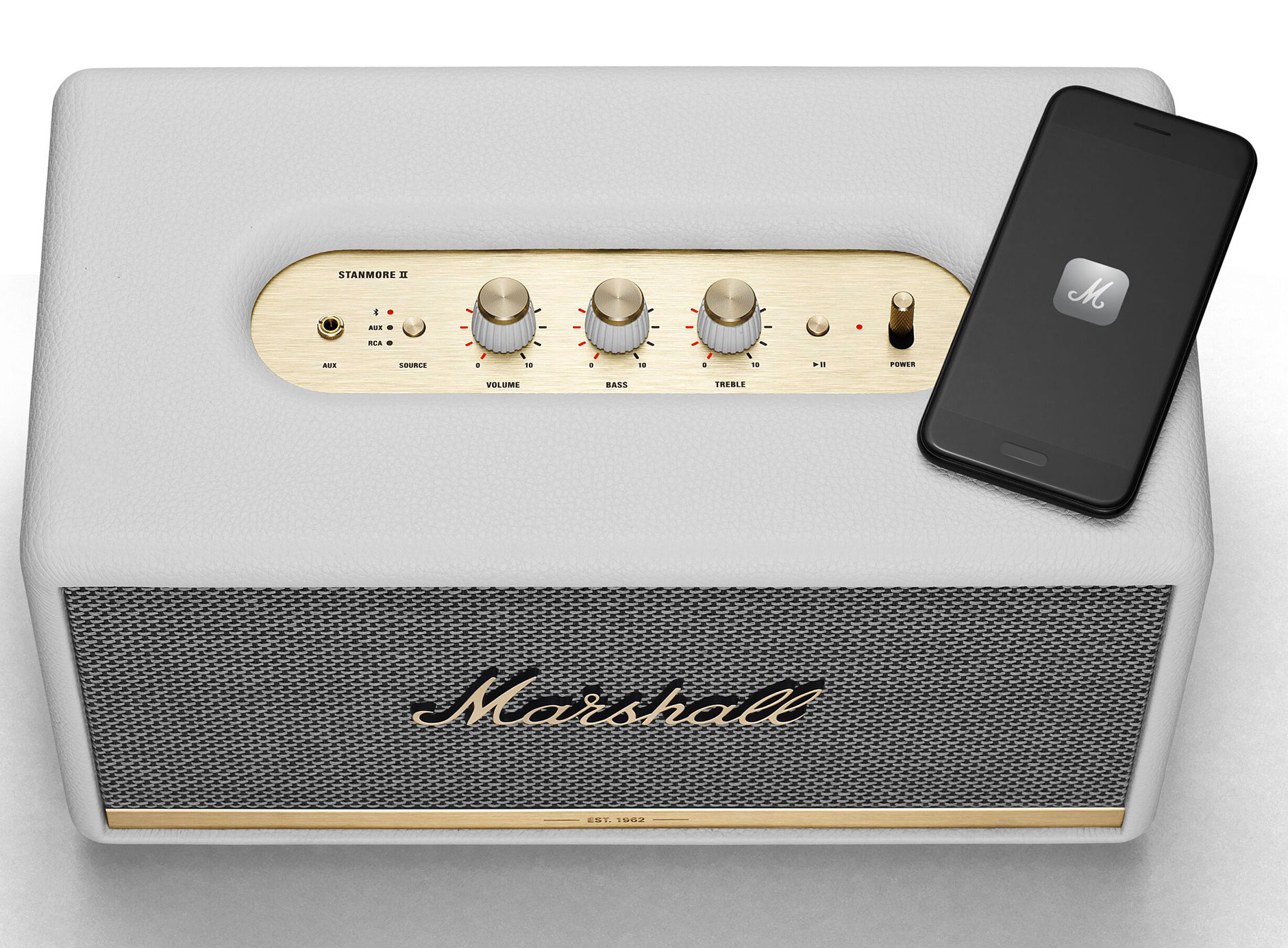 Marshall Stanmore II - Haut-parleur - Canal 2.1 - sans fil - Bluetooth - 80  Watt - 2 voies - blanc - Enceinte sans fil
