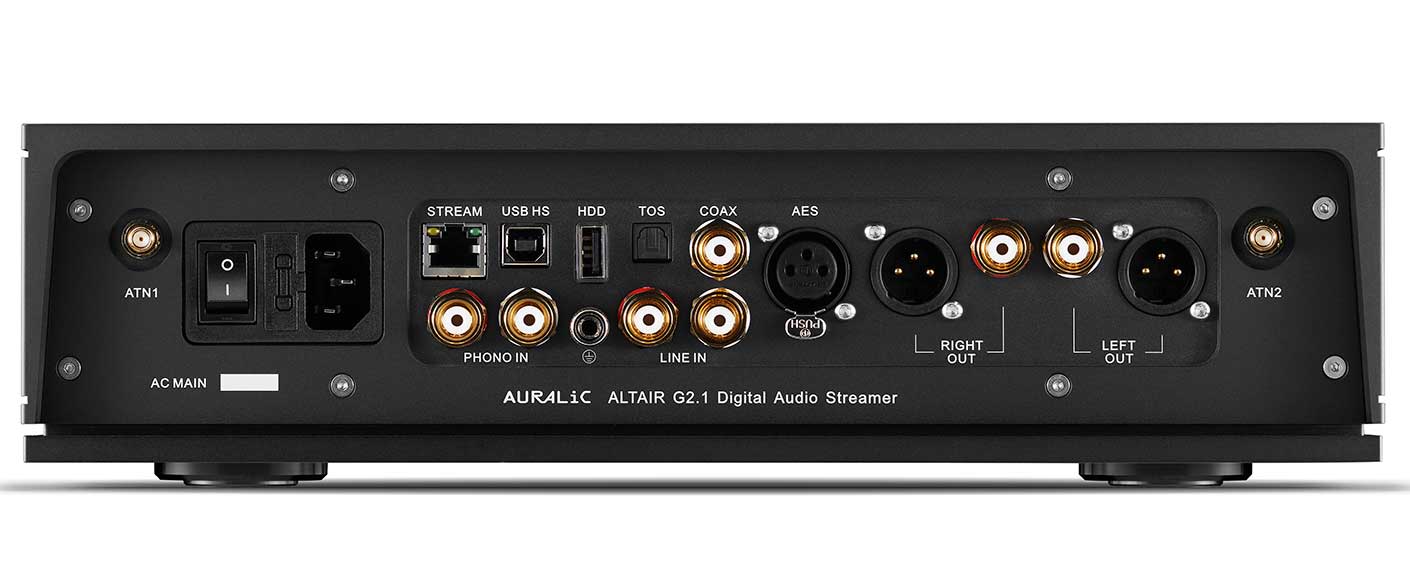 Auralic Altair G2.1 : lecteur musical réseau avec DAC 32 bits / 384 kHz et DSD512, pré-ampli casque et pré-ampli phono. Compatible UPnP / DLNA / Roon - Stockage SSD en option