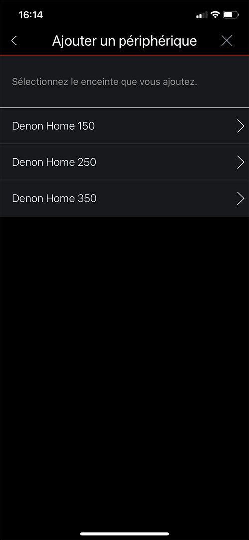 Application HEOS : sélectionner le nouvel appareil à configurer Application HEOS : sélectionner le nouvel appareil à configurer