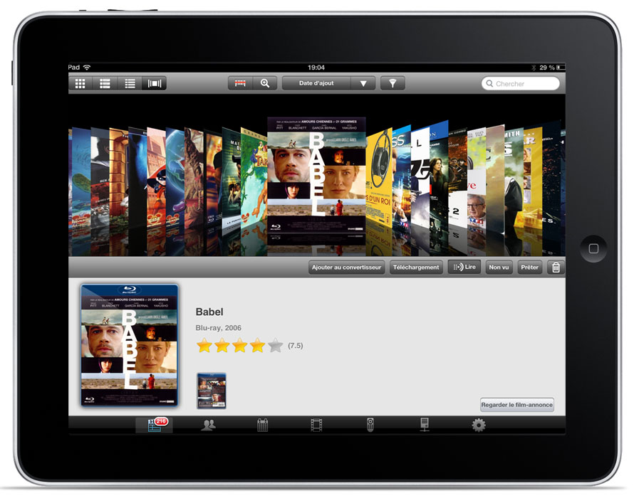 Choix d'un film depuis une tablette tactile iPad ou Android