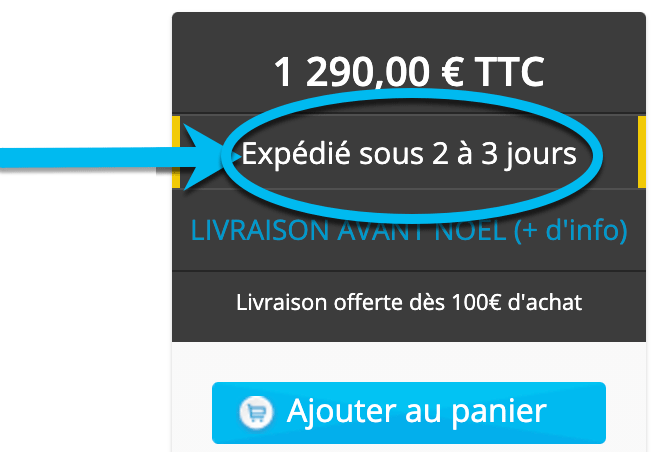 Délai de livraison précisé sur la fiche produit
