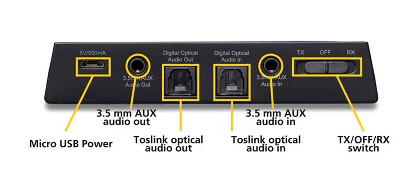 Emetteur / Récepteur audio Bluetooth Jack 3.5mm / 2 x RCA / Toslink