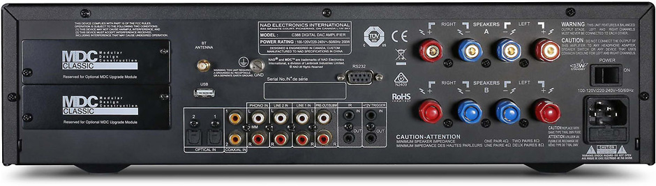 NAD C368 : Les entrées et sorties audio de l'ampli HiFi