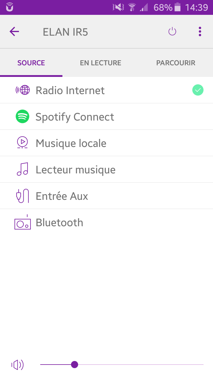 Depuis l'application UNDOK sur smartphone, sélectionnez toutes les sources musicales disponibles : radio Internet, Bluetooth, lecteur musical, musique locale, Spotify, entrée auxiliaire Depuis l'application UNDOK sur smartphone, sélectionnez toutes les sources musicales disponibles : radio Internet, Bluetooth, lecteur musical, musique locale, Spotify, entrée auxiliaire
